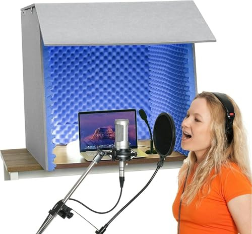 YKMYXZ， Sound Isolation Booth Room, Portable Recording Booth To Filter Vocal, Microphone Recording Equipment, For Home Office And Studio(Blue-80 * 80 * 80cm)