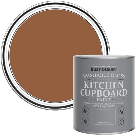 Rust-Oleum Scrubbable Kitchen Wood, Cupboard and Cabinet Paint in Gloss Finish - Terracotta 750ml