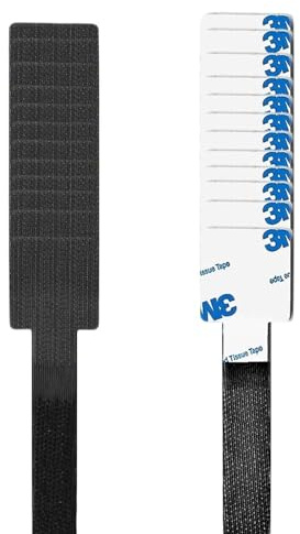 Under Desk Cable Management - ShiningUU 50pcs Black Polyester Self-Adhesive Sticky Cable Ties Set, Small Cable Tidy Clips Straps for PC Desks, TVs, Laptops, Ethernet Cables, Heavy Duty Cord Organizer