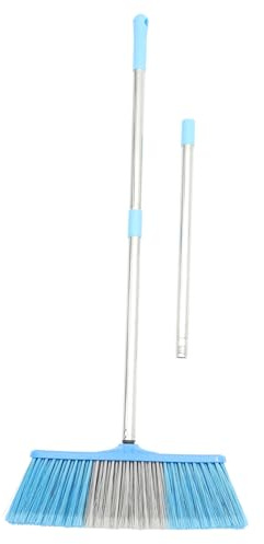 OUNONA Large Plastic Broom Long Handle for Home Cleaning Reusable Trash Sweeping Besom for Indoor and Outdoor Floor Sweeping