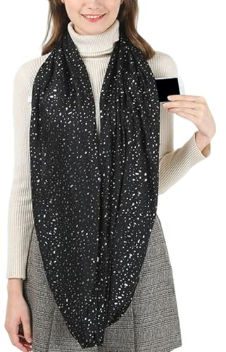 Zunetsutock Schal mit Reißverschlusstasche – Pailletten, leicht, weich, Party-Accessoire, Unendlichkeits-Wickeltuch, stilvoll, modisch, versteckte Tasche, praktisch, langlebig, Damenschal, für Zuhause
