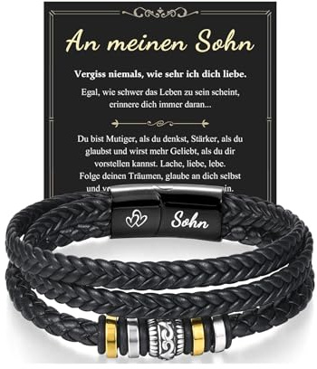 wynn's Geschenke für Männer, Armband Herren An Meinen Sohn Bruder Freund Ehemann Mann Lederarmband, Ich Liebe Dich Geschenk für Ihn Valentinstag Geburtstag Abschluss Weihnachten Jahrestag