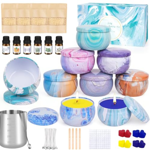 Kerzen Selber Machen Set, DIY Kerzenherstellung Kit 234 Pcs, Bastelset Diy Set Erwachsene, Candle Making Kit Bienenwachs, Duftkerze Geschenke Set mit 9 Dosen,488g Bienenwachs,6 Duftöle,8 Farbblöcke