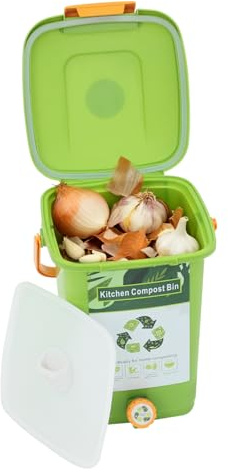 10 L Plastic Compost Bin Dual Lid Design with Filter Plate Tap Odor Sealing Composter, Small Compost Bin for the Garden, Compost Bin for Organic Waste
