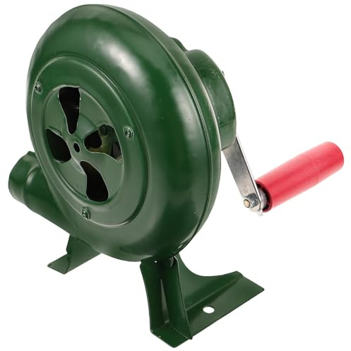 FRCOLOR Soplador de Fuego Manual Portátil para Barbacoa, Ventilador de Aire para Exterior Manivela, Herramienta Compacta para Parrilla y Camping, Soplador de Chimenea 150w