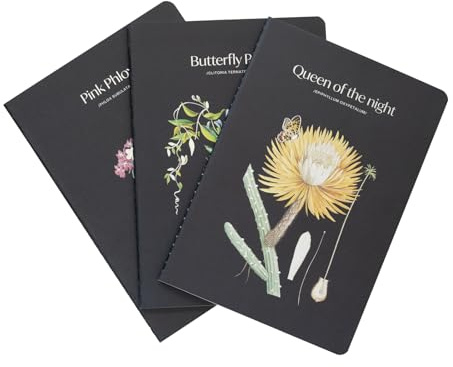 Grupo Erik Set 3 Quaderni A5 Sleepless Garden - Set Quaderni per Appunti: Bullet Journal Puntinato, a Righe e a Pagine Bianche con Copertina Flessibile, 64 Pagine ciascuno
