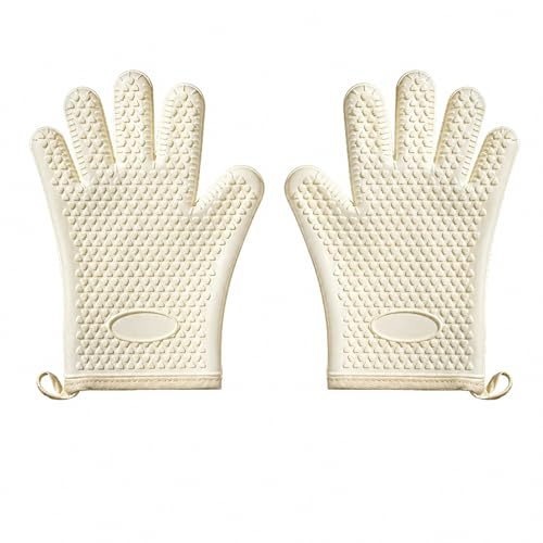 Cwmniily Silicone Oven Gloves, Heat Resistant Oven Mitts, Non-Slip Grip Waterproof, Food Safe Silicone Oven Glove for Kitchen Baking Grilling BBQ, 1 Pair