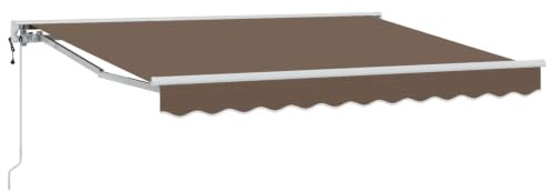 HFXHIJXQ Toldo de brazo articulado 4 x 3 m en color topo, retráctil con manivela para terraza y balcón, protección solar con estructura de aluminio y tejido de poliéster resistente a la intemperie