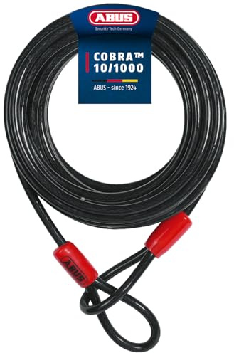ABUS Câble en boucle Cobra 10 - Câble en acier gainé de plastique - Sécurité pour les accessoires de vélo et de moto - 10 mètres de long, 10 mm d'épaisseur