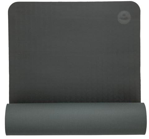 Bodhi Yogamatte Lotus Pro | Rutschfeste Übungsmatte | Sportmatte für Gymnastik, Pilates & Fitness | Antirutschmatte für deine Yogapraxis | Hypoallergene Trainingsmatte | schwarz/silbergrau