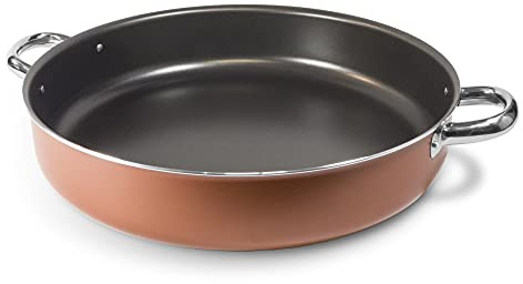 Moneta Alluflon Zecchino Bratpfanne Antihaft, Durchmesser 36 cm, 2 Griffe, Aluminium, Orange
