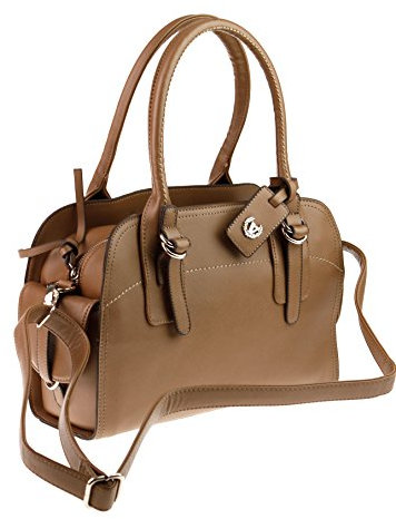 Valleverde Satchel Bag Italy Tasche Schultertasche Handtasche Henkeltasche Leder-Optik (Tortora/Hellbraun)