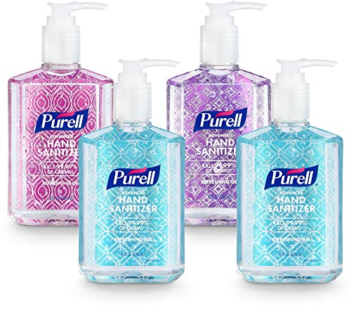 Purell Advanced Hand Sanitizer Refreshing Gel Design Series, Clean Scent,Clear, 8 Fl Oz Pump Bottle (Pack of 4), 9652-06-ECDECO