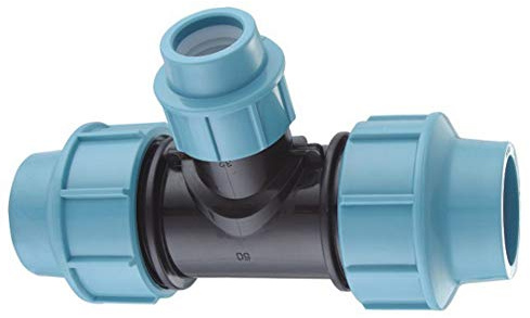 EXCOLO PP-Verbinder für 25 mm PE-Rohr Verschraubung Winkel Kupplung Endkappe Verbund Fitting Fittings Formteil (T-Stück 40mm x 25mm)