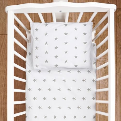 4 PCS Krippe Set, passt Wiege/Kinderbett, Bett, Junior Bett – Bettdecke & Kissen Bezüge