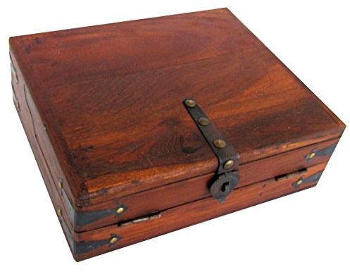 Treasure Gurus Antique Style Wood Folding Travel Writing Lap Desk