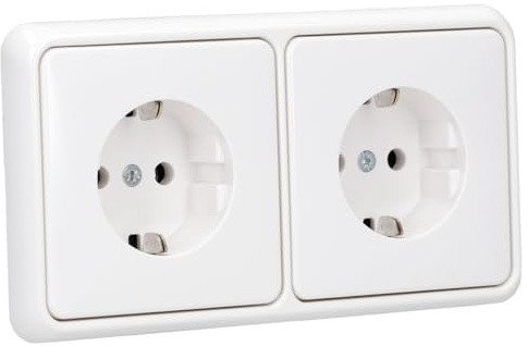JUNG Serie CD 2x SCHUKO Steckdose Set Alpinweiß | mit 2x CD1520WW SCHUKO Steckdose + CD582WW Rahmen 2-fach Alpinweiß Serie CD