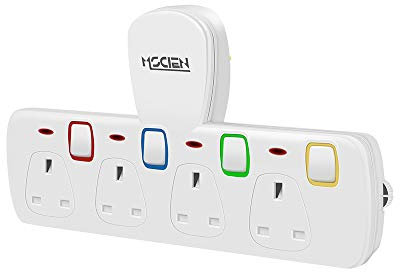 Mscien Plug Extension Individually Switched Multi Plug Adaptor, 4 Way Plug Adapter UK, Wall Socket Extensions Plug Power Outlet Extender(13A/250V)