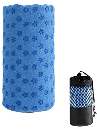 Hot Yoga Handtuch, Morbuy Mikrofaser Yoga Handtuch 63cm x 183cm rutschfest Fitnesstuch Weich Atmungsaktiv Antirutsch Yogatuch Gilt für Fitness Ausbildung (183cm*63cm,Dunkelblau)