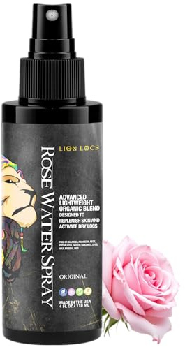 Lion Locs Rosewater Moisturizing Spray for Locs and Skin | Organic Vegan Conditioner Rose Water for All Hair Types