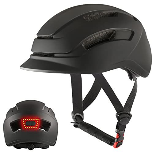 Fahrradhelme für Erwachsene mit LED Licht Rennradhelm für Städtische Pendler Herren Damen Kinder-Helm MTB Rollerhelm Radhelm Skateboardhelm (L)