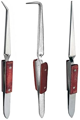 AnNafi® Soldering Tweezers Set 3 Pc – Cross Lock Fiber Grip Reverse Action Tweezers 45°, 90° & Straight – Precision Electronics, Jewelry, PCB Repair, Small Wire Holding, Third Hand Compatible