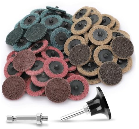 SUNJOYCO 90pcs 2 inch Quick Change Sanding Discs, Nylon Surface Conditioning Discs, 1/4 Roll Lock Holder Die Grinder Sanding Disc for Surface Strip Grind Polish Burr Finish-Fine Medium Coarse