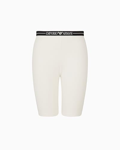 Emporio Armani Woman Everyday - Pantalones Cortos de Motociclista de algodón, Color Beige, Talla XL, Blanco, XL