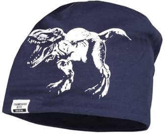 maximo Dinosaurs Kids Wendemütze Kindermütze Beanie Kinder - Winter Herbst-Winter - 49-51 cm dunkelblau