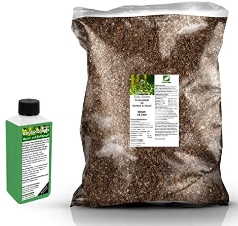 Umtopf - Set für Bambus - bestehend aus 10 Liter Spezial - Substrat und darauf abgestimmten Flüssigdünger NPK Volldünger (für Bambus)