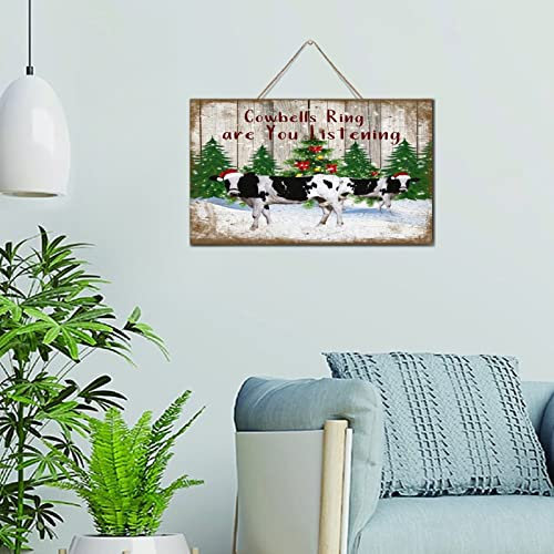 Inspirierendes Holzschild Kuhglocken Ring Are You Listening Country Holzschild Zitat Dekorative Bauernhof Liebhaber Bauer Weihnachten Wand Dekorative Schilder für Wäsche Cottage 15,2 x 25,4 cm
