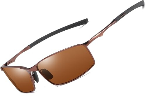 AORON Polariserade solglasögon för män, utomhus, sport, skyddsglasögon, UV400 skydd, körglasögon (brun)