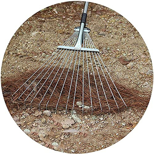 Verstellbarer Metallrechen, Gartenrechen, Laubrasenrechen mit ausziehbaren Griffen und Köpfen, tragbarer Laubrechen für die schnelle Reinigung von Rasen und Hof