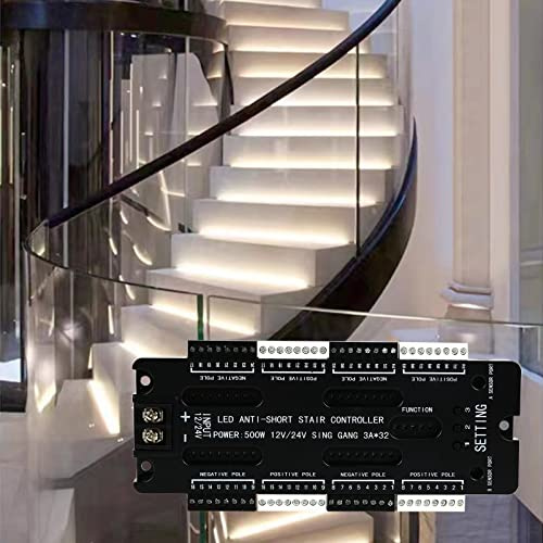 TWSOUL LED Motion Sensor Stair Light Controller, 32 Channels Automatic Step System Controller Speed Brightness Adjustable with Short Circuit Proof