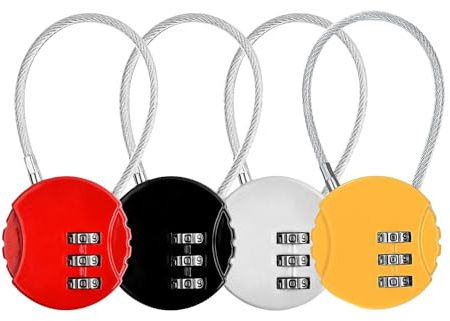 4 Stück Zahlenschloss,3 Stellig Koffer Zahlenschloss Bunte Kombinationsschloss für Koffer, Gepäck, Reise Tasche, Spind, Tür Schränke