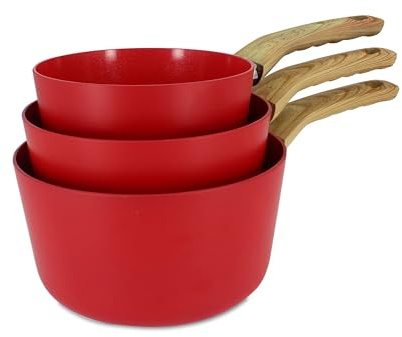 MENASTYL - Lot de 3 casseroles 16/18/20cm avec revêtement antiadhésif céramique (Sans PFAS/Sans PTFE) tous feux dont induction - En Aluminium - Gamme Colorama - Magenta - 6014169