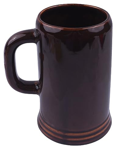 BAUSTER® Chope à bière en céramique - 1 l - Avec tasse pratique - Pour bière, boisson, vin, artisanat traditionnel, décorée à la main