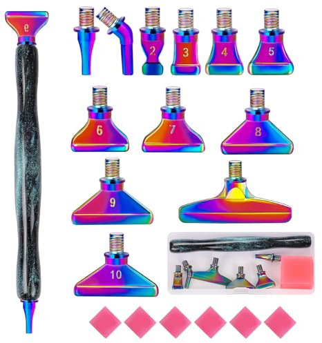 papasgix 5D Diamond Painting Zubehör Stift Set, DIY Diamond Painting Pen Werkzeuge, Painting Tools Drill Pen mit Metall Ersatz Stiftköpfen für Mosaikherstellung(20PCS Cyan Bunt)