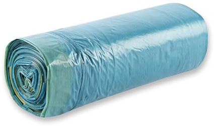 400 Stück, Müllbeutel, FRANZ MENSCH, 60 l, blau, LDPE, wasserdicht, Zugband | Eco, Rolle, 100% recycelt, 65 x 65 cm, Müllsack, Mülltüte, trash bags, Haushalt, Gewerbe, Reinigung