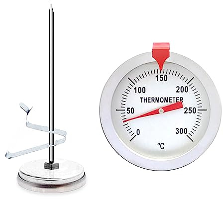 susiodeu Termometro da Cucina in Acciaio Inossidabile Misurazione della Carne degli Alimenti Griglia Misuratore della Temperatura di Cottura Misuratore di caffè al Latte Professionale, 150 mm