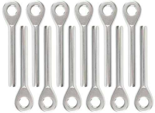 12 stücke 5mm gesenk Auge Terminal T316 Edelstahl Draht Seil Fitting for 3/16'' Kabel Geländer Montage Spanner Marine Hardware