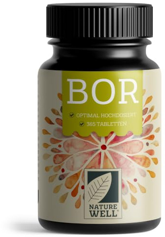 Bor Tabletten 365x mit 3 mg Bor aus hochwertigem Borax (Natrium-Borat) - optimal hochdosiert - nicht-essentielles Spurenelement – laborgeprüft mit Zertifikat - Jahresvorrat - 100% vegan