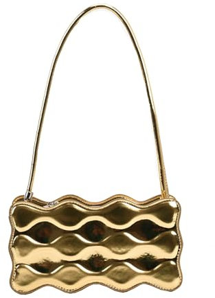 NICOLE & DORIS Kleine Handtasche Damen Umhängetaschen Modern Schultertaschen PU Leder Unterarmtasche Schicke Handtasche Clutch Abendtasche Handytasche Gold