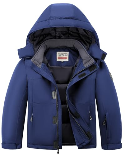 WULFUL Kid's Waterproof Ski Jacket Warm Fleece Hooded Boy's and Girl's Winter Snow Coat Outwear,Windproof RainCoat