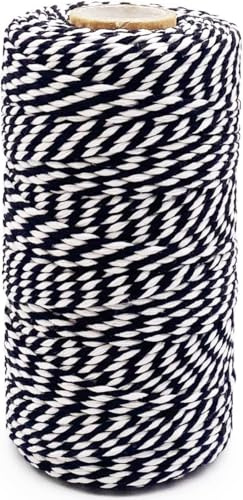 Baumwollschnur, 2 mm dick, 100 m Länge, Schwarz und Weiß, für Basteln, Backen, Gartenarbeit, DIY-Dekoration