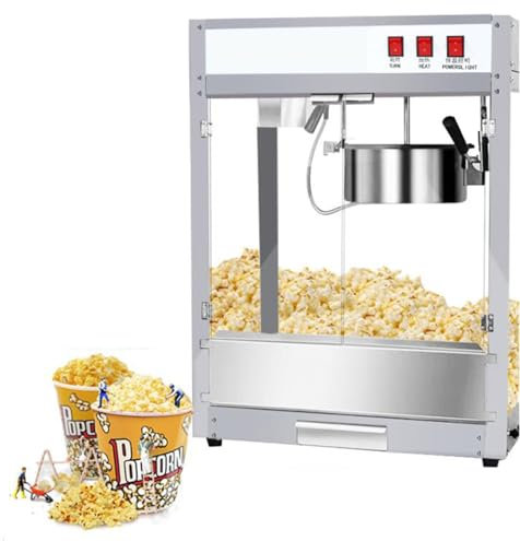Máquina de palomitas grande,Hervidor de acero inoxidable,Máquina de palomitas con bandeja de rechazo de granos, luz de calentamiento y accesorio