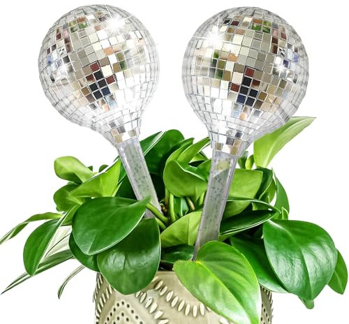Set of 2 Plant Watering Globes with Disco Ball Decor,Self Watering Bulbs,Self Watering Plant Disco bBalls,Watering Spikes,Watering Stakes,Plant Waterer Self Watering Globes for Indoor Outdoor Plant