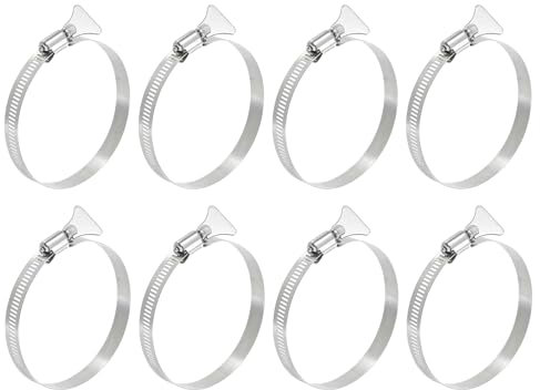 sourcing map 8Pcs Stainless Steel Hose Clamps Worm Gear Hose Clamp, 72-95mm (2-7/8to 3-3/4) Adjustable Thumb Screw Key Type Clamps Fuel Line Clamps 12mm Bandwidth for Plumbing, Automotive