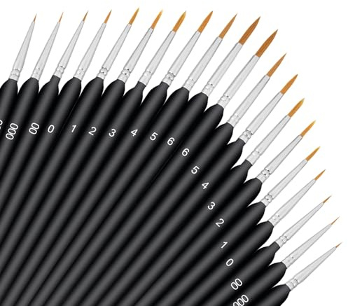 CUWELT 20 Stück Feine Detail Pinsel, Schwarze Pinselset Malen für Modelle, Miniatur Künstlerpinsel Malen nach Zahlen, Modellbau Malpinsel, Dünne Zeichenpinsel für Acrylfarben Nagelkunst Art