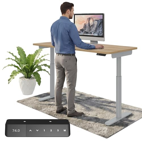 Ergotopia Desktopia One höhenverstellbarer Schreibtisch | elektrischer Schreibtisch höhenverstellbar | Bürotisch höhenverstellbar, Verstellbarer Tisch TÜV-geprüft, 7 Jahre Garantie 138x65 cm